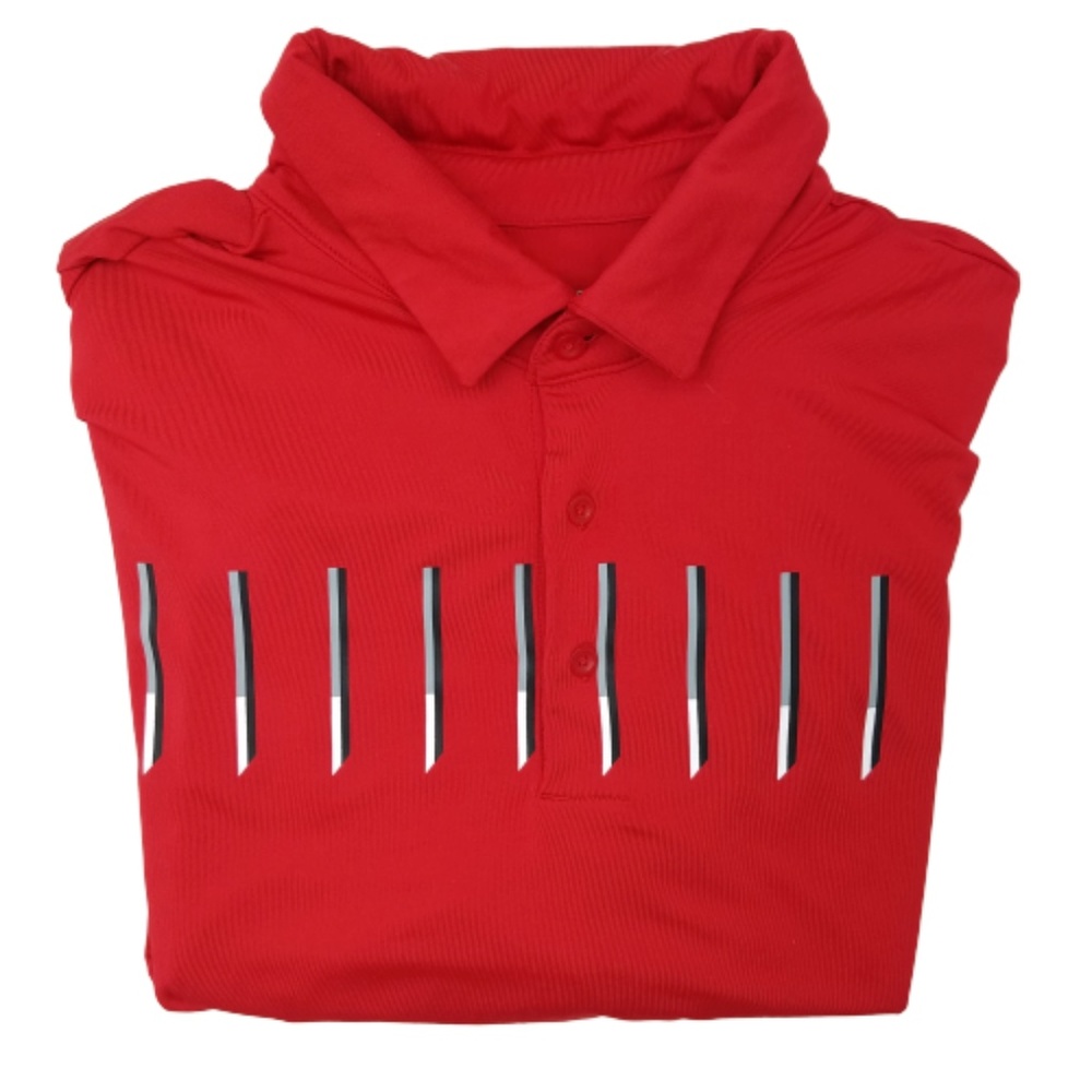 Men's Red Polo Shirt with Vertical Stripe Detail